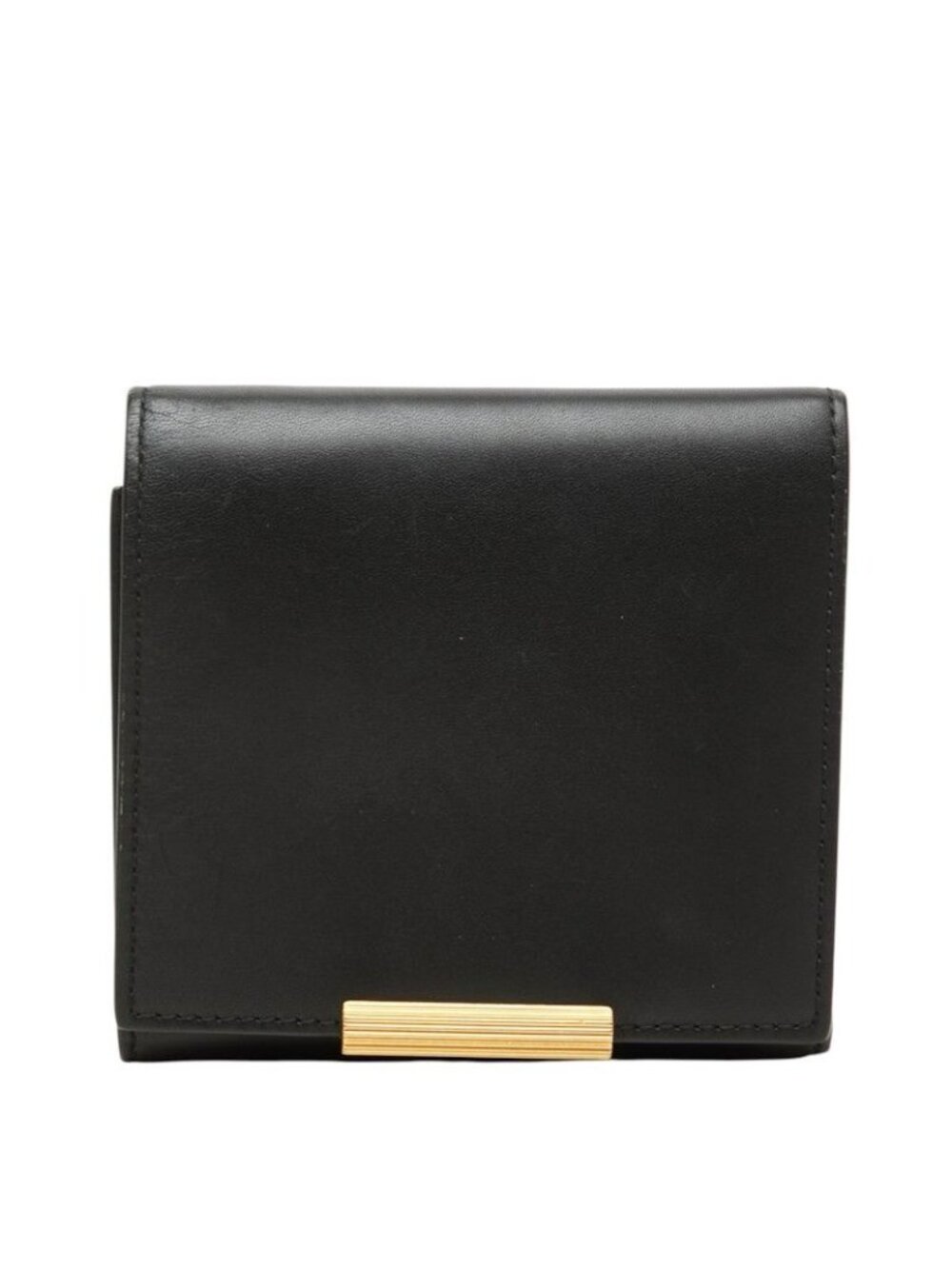 Bottega Veneta Vintage Trifold Wallet Black Leather